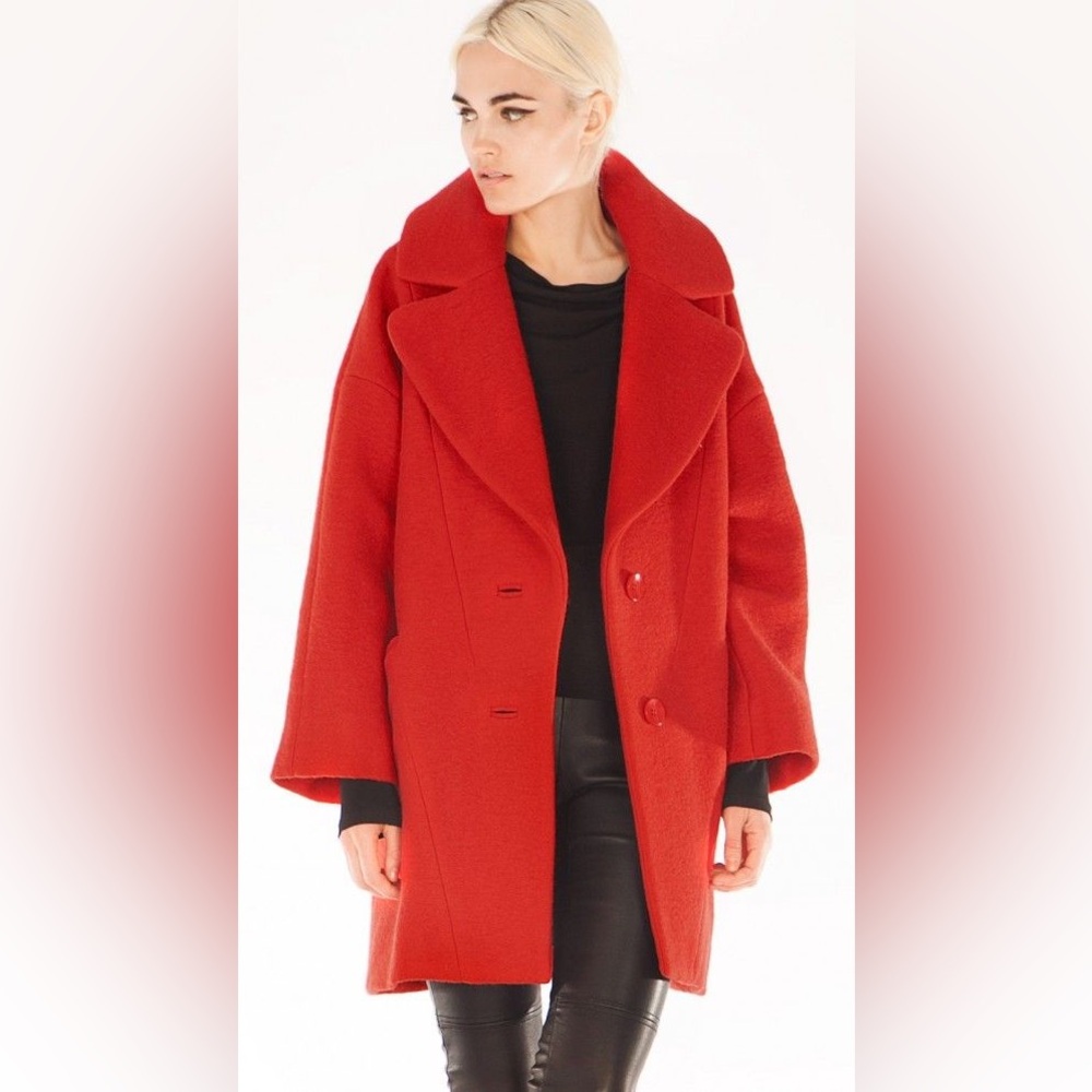 NWT Yoana Baraschi wool Button Front Modern Icona Diva Coat Size M